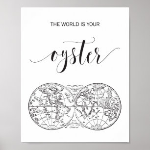 De wereld is jouw Oyster Black  Wereldkaart Poster