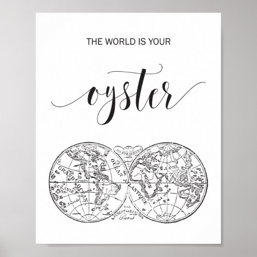 De wereld is jouw Oyster Black  Wereldkaart Poster (Voorkant)