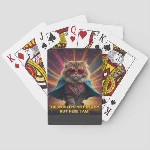 De wereld is niet klaar - zelfverzekerd Cat Humor  Pokerkaarten
