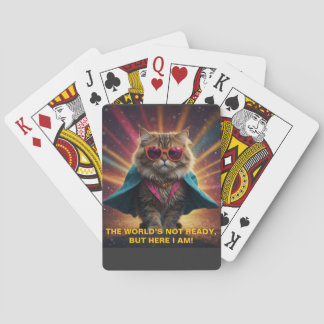 De wereld is niet klaar - zelfverzekerd Cat Humor Pokerkaarten