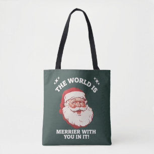 De wereld is vrolijker met jou erin Santa Kerstmis Draagtas