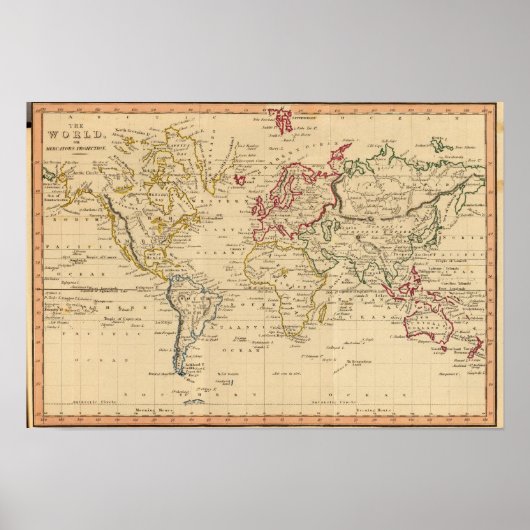 De wereld, Mercator's projectie Poster (Voorkant)