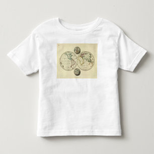 De wereld met continentale grenzen kinder shirts