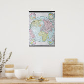 De wereld op een poolprojectie (1892) poster (Keuken)
