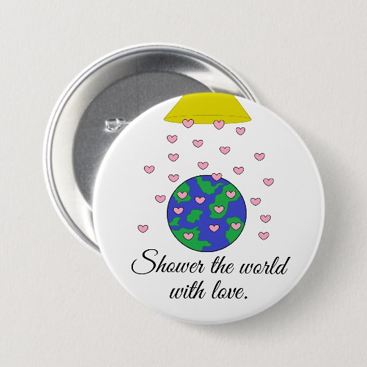 De wereld schetsen ronde button 7,6 cm (Voorkant /achterkant)