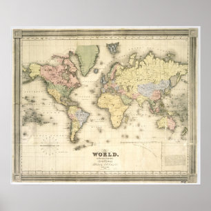 De wereld van de Mercator-projectie   1840 Poster