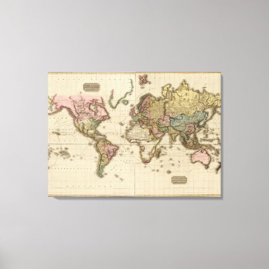 De wereld van de Mercator-projectie Canvas Afdruk (Voorkant)