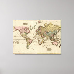 De wereld van de Mercator-projectie Canvas Afdruk