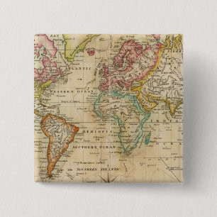 De wereld van de Mercator-projectie Vierkante Button 5,1 Cm