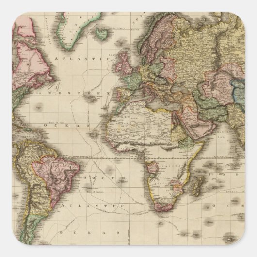 De wereld van de Mercator-projectie Vierkante Sticker (Voorkant)