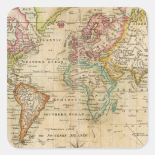 De wereld van de Mercator-projectie Vierkante Sticker
