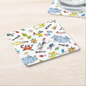 De wereld van Dr. Seuss Pattern Vierkante Kartonnen Onderzetter (Schuin)