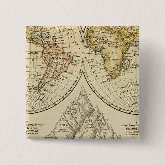 De wereld vierkante button 5,1 cm (Voorkant)