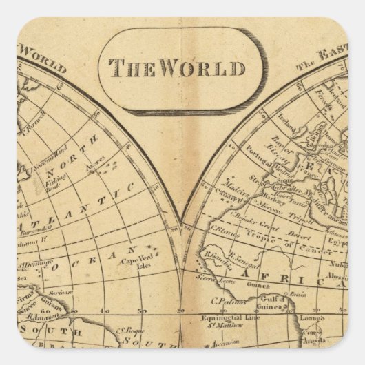De wereld vierkante sticker (Voorkant)