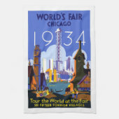 De  wereldbeurs van 1934 in Chicago, reisposter ui Theedoek (Verticaal)
