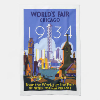 De  wereldbeurs van 1934 in Chicago, reisposter ui Theedoek
