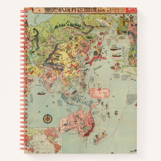 De Wereldkaart in één oogopslag - World Air Routes Notitieboek (Voorkant)