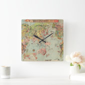 De Wereldkaart in één oogopslag - World Air Routes Vierkante Klok (Huis)