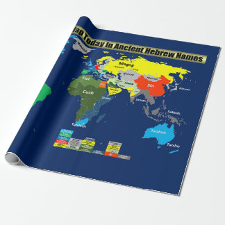 De Wereldkaart in oude Hebreeuwse namen Cadeaupapier