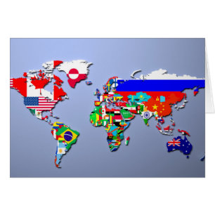 De Wereldkaart met hun vlag