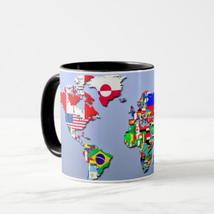 De Wereldkaart met hun vlag Mok