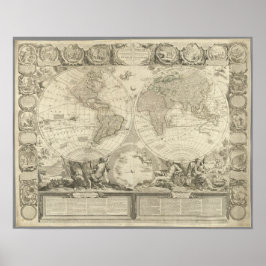 De  Wereldkaart Terrestrial Wereldbol, 1767 Poster