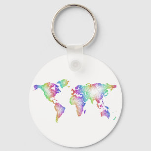 De Wereldkaart van de regenboog Sleutelhanger