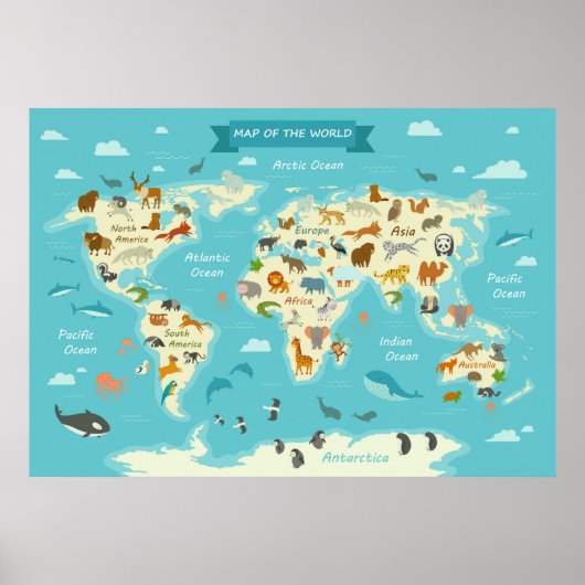 De Wereldkaart van kinderen met het Poster van de  (Voorkant)