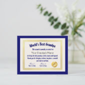 De Werelds Beste Opa Certificaat van Modern Grappi Briefkaart (Staand voorkant)