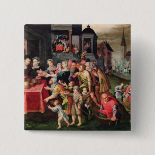 De werken van Mercy Vierkante Button 5,1 Cm