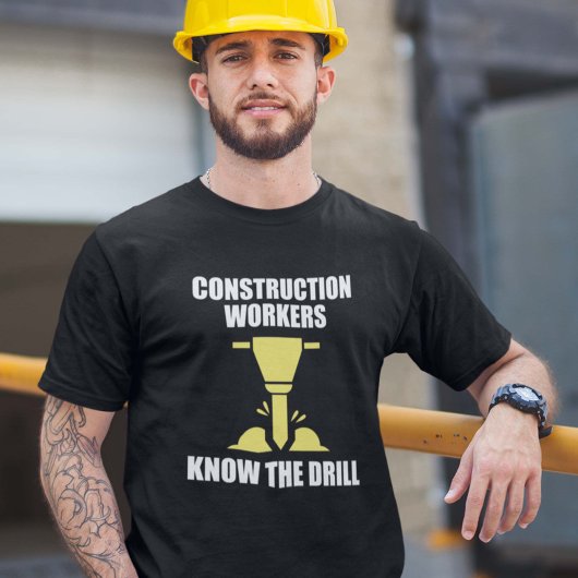 De werknemers van de bouw kennen de boor t-shirt