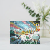 De werkplaats van de kerstman op de noordpool feestdagenkaart (Staand voorkant)