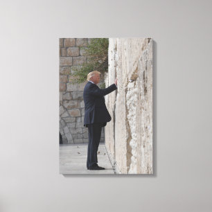 De Westerne Muur van Donald Trump Places Note In Canvas Afdruk