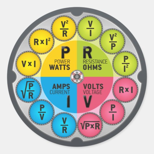 De wet Circle van Ohm Ronde Sticker (Voorkant)