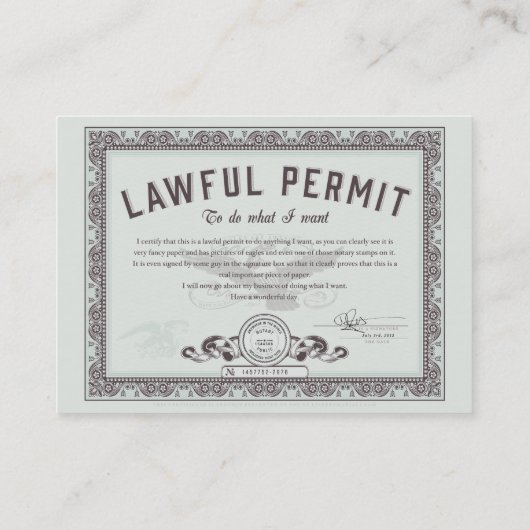 De wettige vergunning doet wat u Visitekaartjes wi (Achterkant)