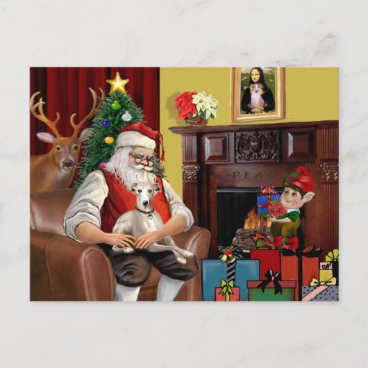 De Whippet van de Kerstman Feestdagenkaart (Voorkant)