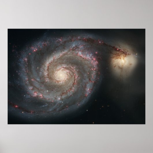 De Whirlpool Galaxy M51 & Companion in de ruimte Poster (Voorkant)