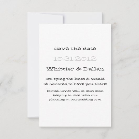 De Whittier-aankondiging Save The Date (Voorkant)