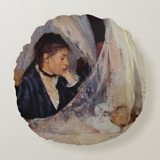 De wieg van Berthe Morisot Rond Kussen (Voorkant)