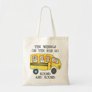 De wielen op de bus tote bag