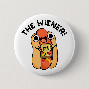 De Wiener Funny Winner Hot Dog Pun Ronde Button 5,7 Cm
