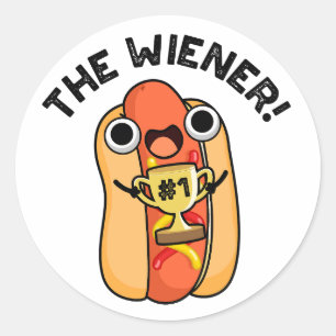 De Wiener Funny Winner Hot Dog Pun Ronde Sticker