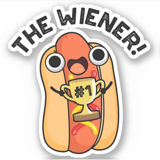 De Wiener Funny Winner Hot Dog Pun Sticker (Voorkant)