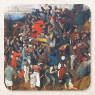 De wijn van Sint-Maarten, Pieter Bruegel Vierkante Kartonnen Onderzetter