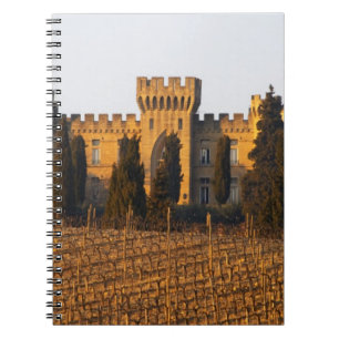 De wijngaard met syrah-druiven en het kasteel notitieboek