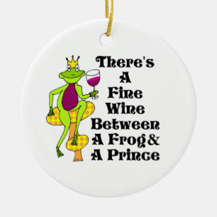De Wijnprins "Fine Wine between Frog & Prince" Keramisch Ornament