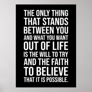 De wil om te proberen en te geloven - succes Motiv Poster