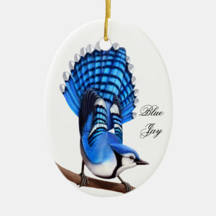 De Wild Blue Jay Bird Ornament