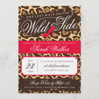 De Wild Side Bachelorette Party uitnodiging (rood)