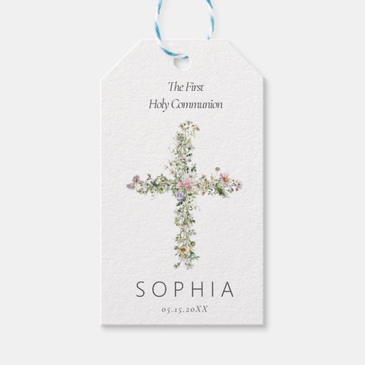 De wildbloem van de weide kruist de Eerste Heilige Cadeaulabel (Voorkant)